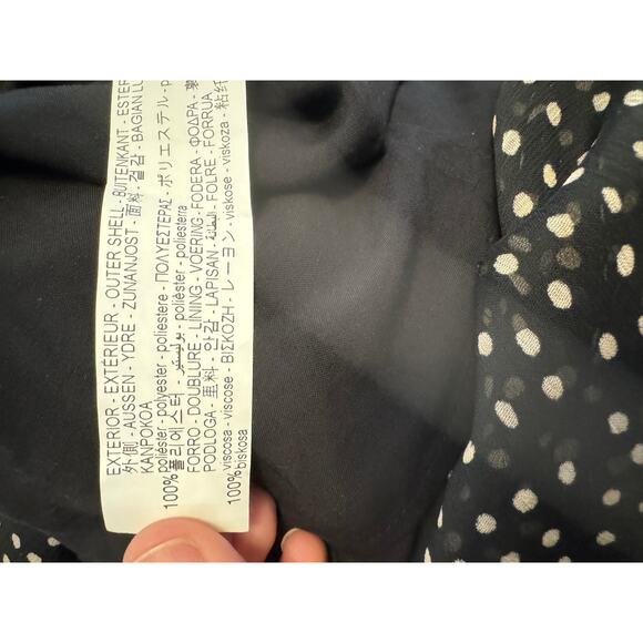 ZARA BLACK RUFFLED POLKA DOT PRINT DRESS WITH BUTTONS SIZE XS - Picture 13 of 15